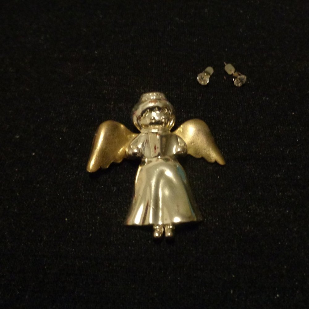 SWEET VINTAGE ANGLE PIN W SHINE TINY EARINGS LOT